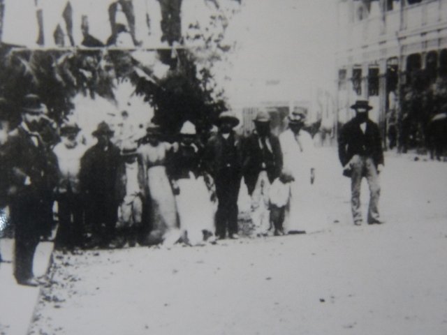 Aboriginal people welcome Gov & Lady Jersey to Armidale Feb 1893 (detail). Newcastle Library.